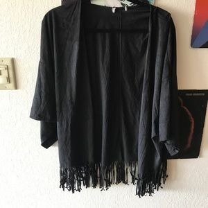 Faux suede festival kimono